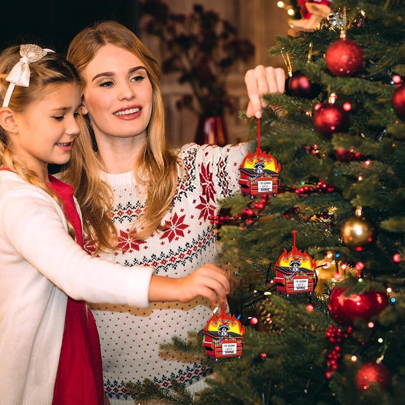 PETCEE Funny Dumpster Fire Christmas Ornament 2025 - Red This Little Light of Mine Novelty Hanging Christmas Decor Acrylic Funny Keepsake Xmas Keepsake Gift for Family Friends & Coworkers - Image 3